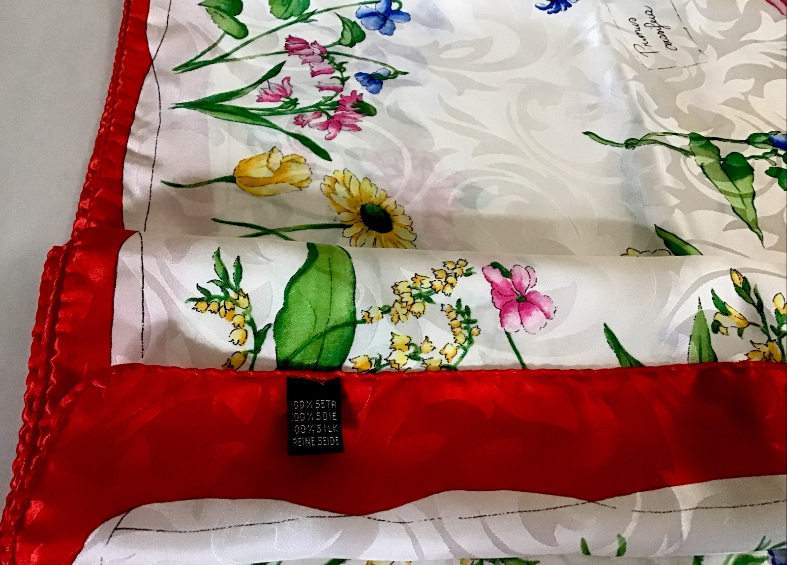 Pierre Cardin For Michel Swiss Paris Multi Floral 100percent Silk Scarf 29"x 32”  New image 4