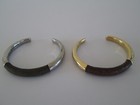 RARE VINTAGE HOLLAND & HOLLAND STERLING SILVER & LEATHER OPEN CUFF BANGLES @105g