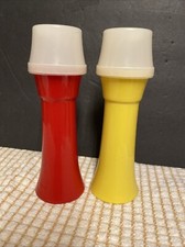 Vintage Tupperware Ketchup and Mustard Pump Dispensers Containers with Lids 2pc