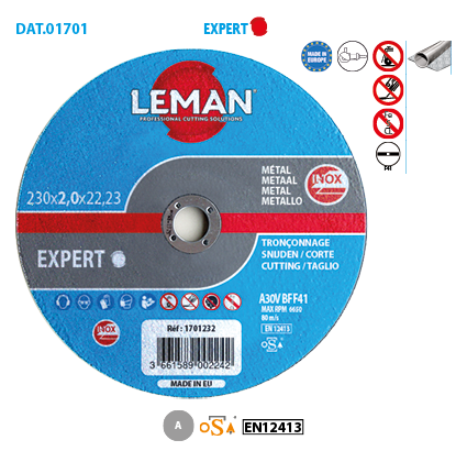 25 Disques à Tronçonner ULTRA INOX D. 125 X 1 X Al. 22,23 Mm - Inox - 10111036 - Sidamo