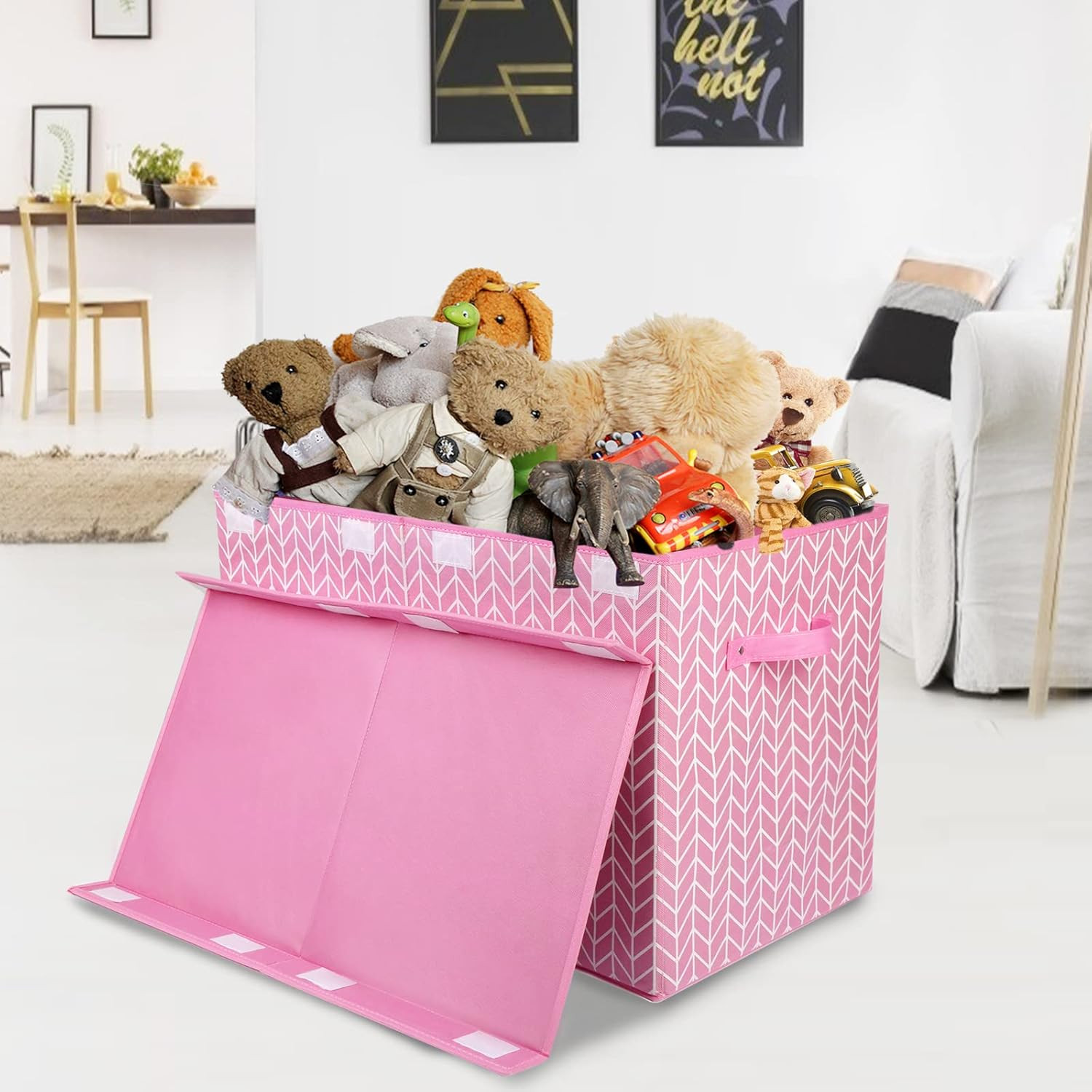 Large Toy Storage Box Chest for Girls Kids, Sturdy Toy Box Bin Organizer Baskets