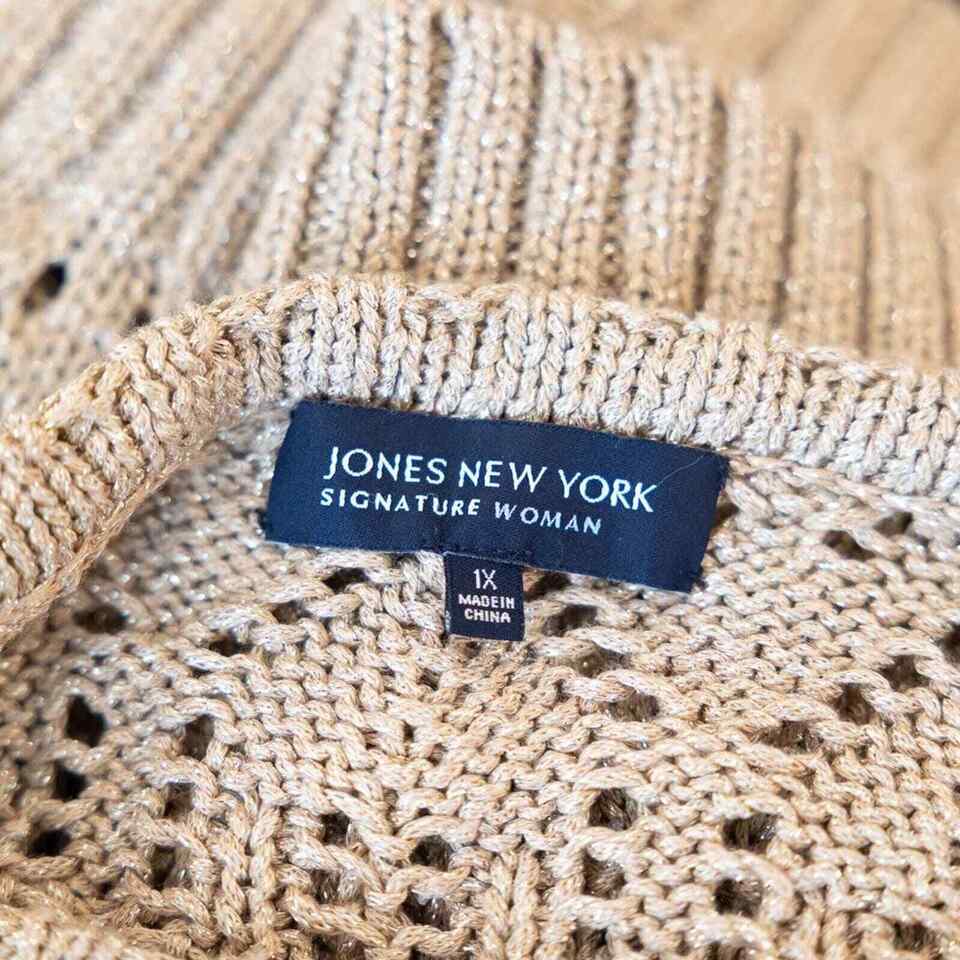 JONES New York Signature Woman Metallic Gold Sweater. Size 1X. | eBay