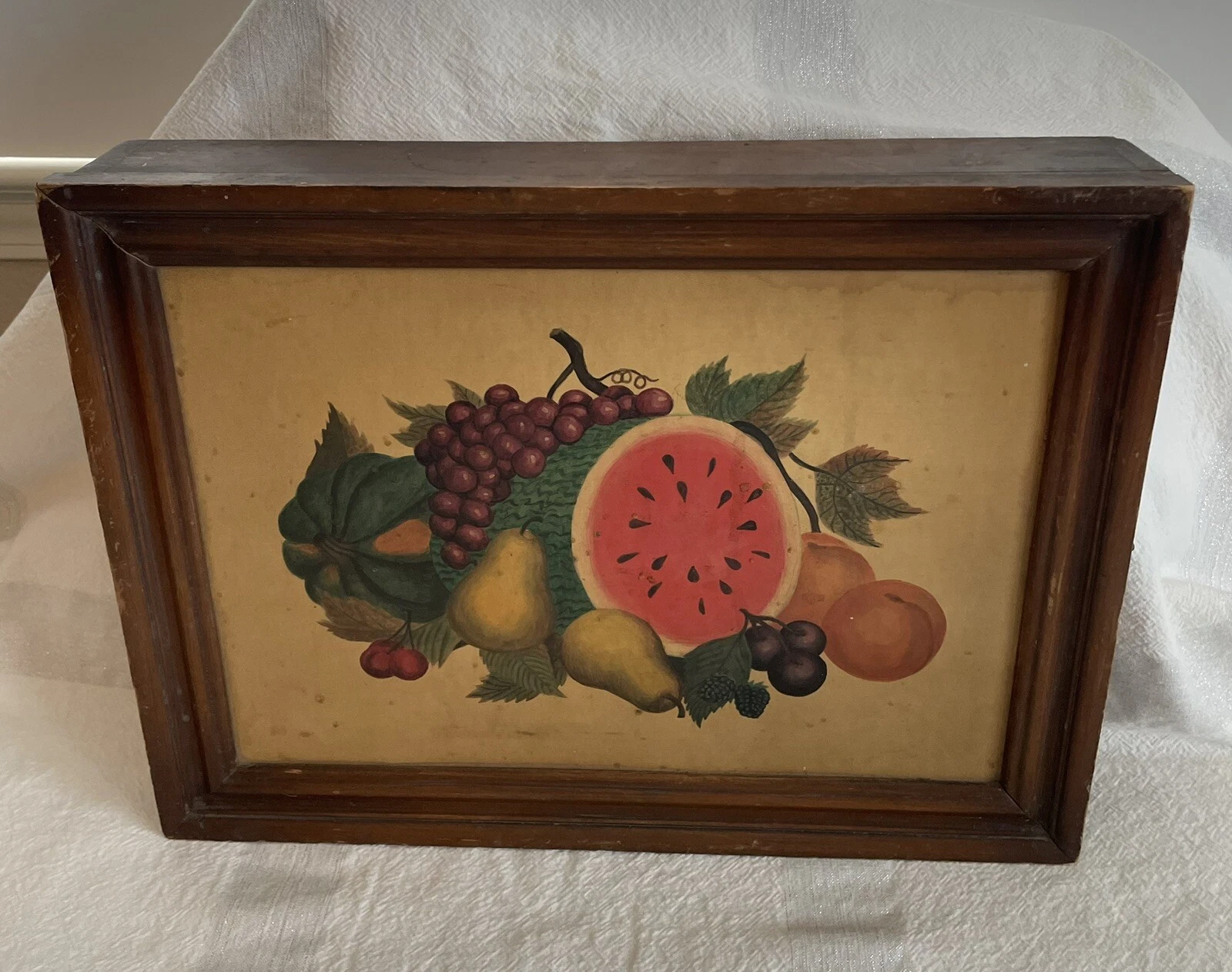 VTG 60’s Three Mountaineers Inc Wood Hidden Spice Rack Cabinet Grapes Pear Fruit