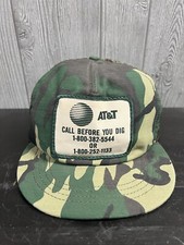 Vintage AT T Trucker Hat Call Before You Dig Camo Mesh Back USA Made 80s 90s