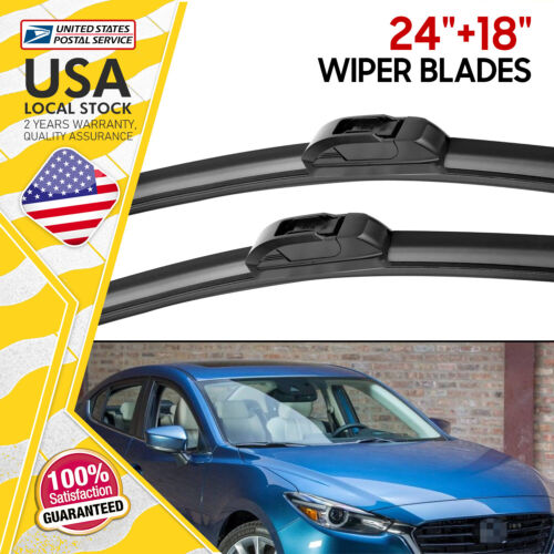 Replac Fit OEM Windshield Wiper Blades 24" & 18" Front Rear Set Natural Rubber