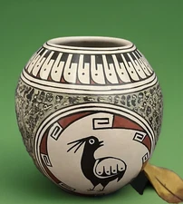 Mata Ortiz Pottery Jose Martinez Emu Bird Olla Vase Paquime Art Mexico Ceramics