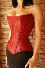 OverBust Waist Training Heavy Duty Steel Boned Genuine Leather Corset