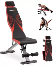 Adjustable Weight Bench, Foldable Workout Bench Press, Extended Head Red/black