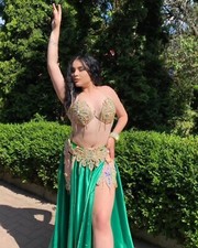 Egyptian professional belly dance costume with dance accessories,