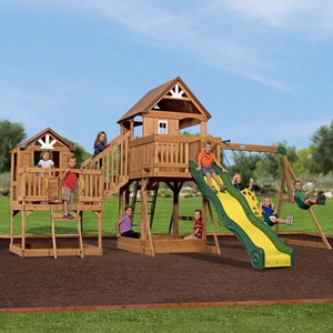 Backyard Discovery Malibu Cedar Swing Set Ebay