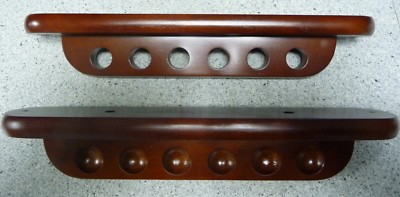 Porte-queues Billard Mural 6 Places – Finition Acajou, 37 Cm De Long