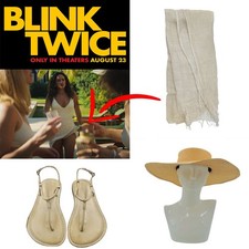 Blink Twice Adria Arjona Screen Worn Beach Wrap Hat and Shoes Star Wars