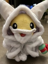 Pok mon Center Pikachu Holiday Lights White Christmas Santa Plush