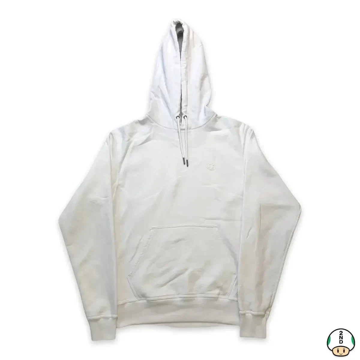 Champion Hoodie Mens Small White Authentic Athletic Pullover Hooded Sweatshirt
