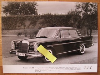 Werksfoto Mercedes 220 W111 Große Heckflosse Foto photo brochure Prospekt S SE