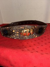 Vintage Lee Sands Pheasant Feather Belt Adjustable Small 27"-33  Adjustable