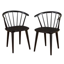 Set of 2 Florence Contemporary Windsor Dining Chairs Wood/Black - Buylateral