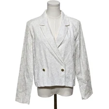Versona Jacket Womens Large White Eyelet Embroidered Double Breasted Gold Button