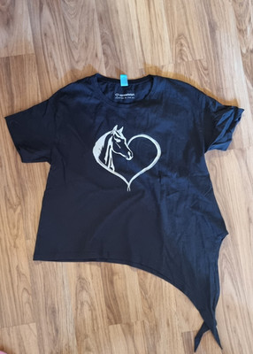 SPREADSHIRT Damen T- Shirt Gr. M, schwarz mit Pferdedruck  - guter Zustand