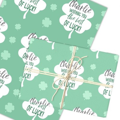 Personalisiertes Geschenkpapier Viel Glück Kleeblatt grün Glück individuell Geschenkpapier