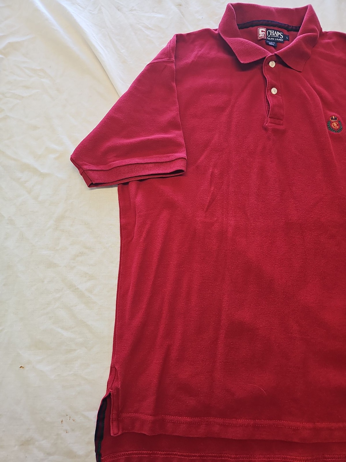 Vintage Chaps Ralph Lauren Red Pique Polo Shirt Large G529 image 3