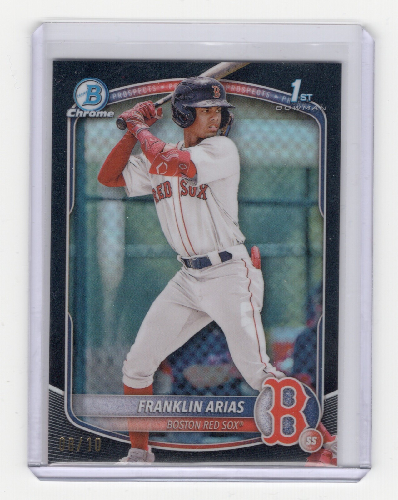 2025 Bowman Chrome Franklin Arias 1st Bowman True Black Refractor /10 Red Sox