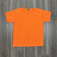 Gildan Ultra Cotton Bright Orange Short Sleeve Tee Youth L Unisex Basic T-Shirt