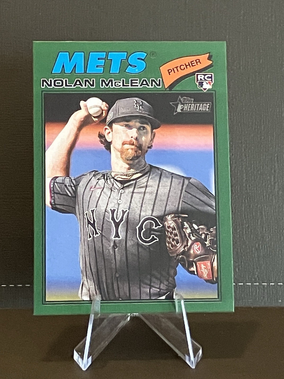 2026 Topps Heritage Dark Green Border Nolan McLean (#150) Mets RC SP