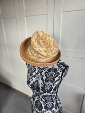KENZO Jungle Rattan/straw sun hat with printed cotton expanding crown Preowned