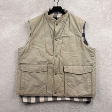 Woolrich Puffer Vest Mens Size Large Beige Flannel Lined Made USA VTG 80s