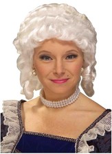 Women's White Colonial Style Adult Costume Wig One Size