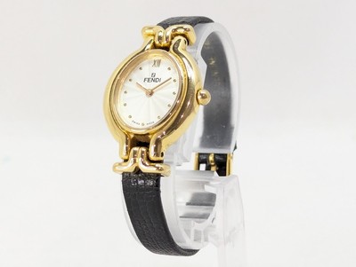 FENDI 640L Chameleon Quartz Gold Black Watch Women's Working Authentic