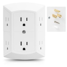 6-OUTLET Wall Extender 15A 125V 3-Prong Adapter