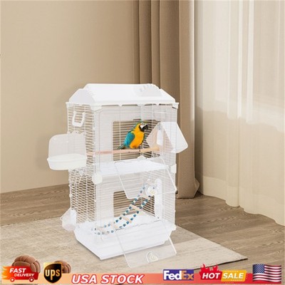 Bird Cage Double Cage Parrot Cage White Is Suitable For Many Kinds Of Birds.