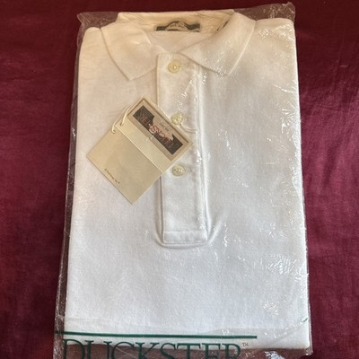 NWT Smal Mens Duckster White Polo short Sleeve 100% Cotton made in Peru