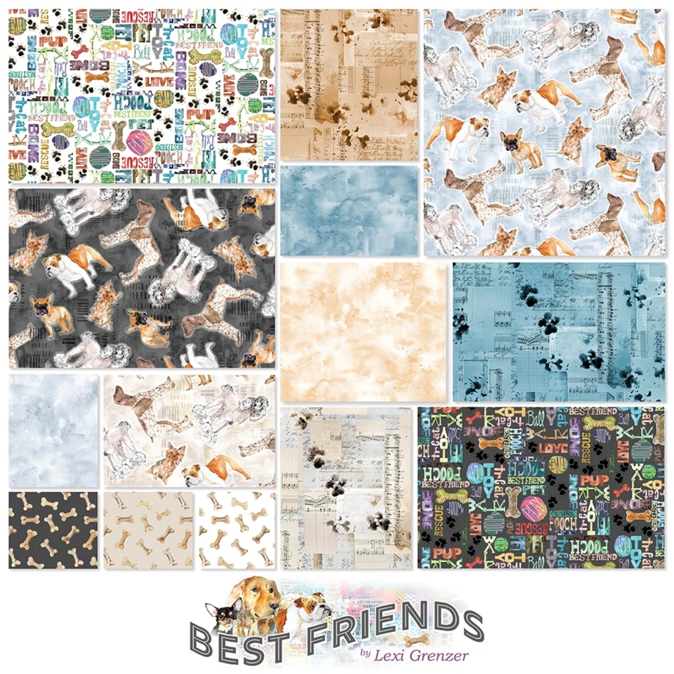 BEST FRIENDS Square Bundle from Clothworks - (42) 5" fabric set - #SQ0483 - Image 2 of 3