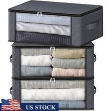 Storage Bins W/ Reinforced Handles Clear Window Foldable Organizers Closet New