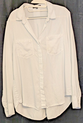 Velvet Heart Women Ivory Long Sleeve Button-Down Shirt 1X Plus 100% Tencel