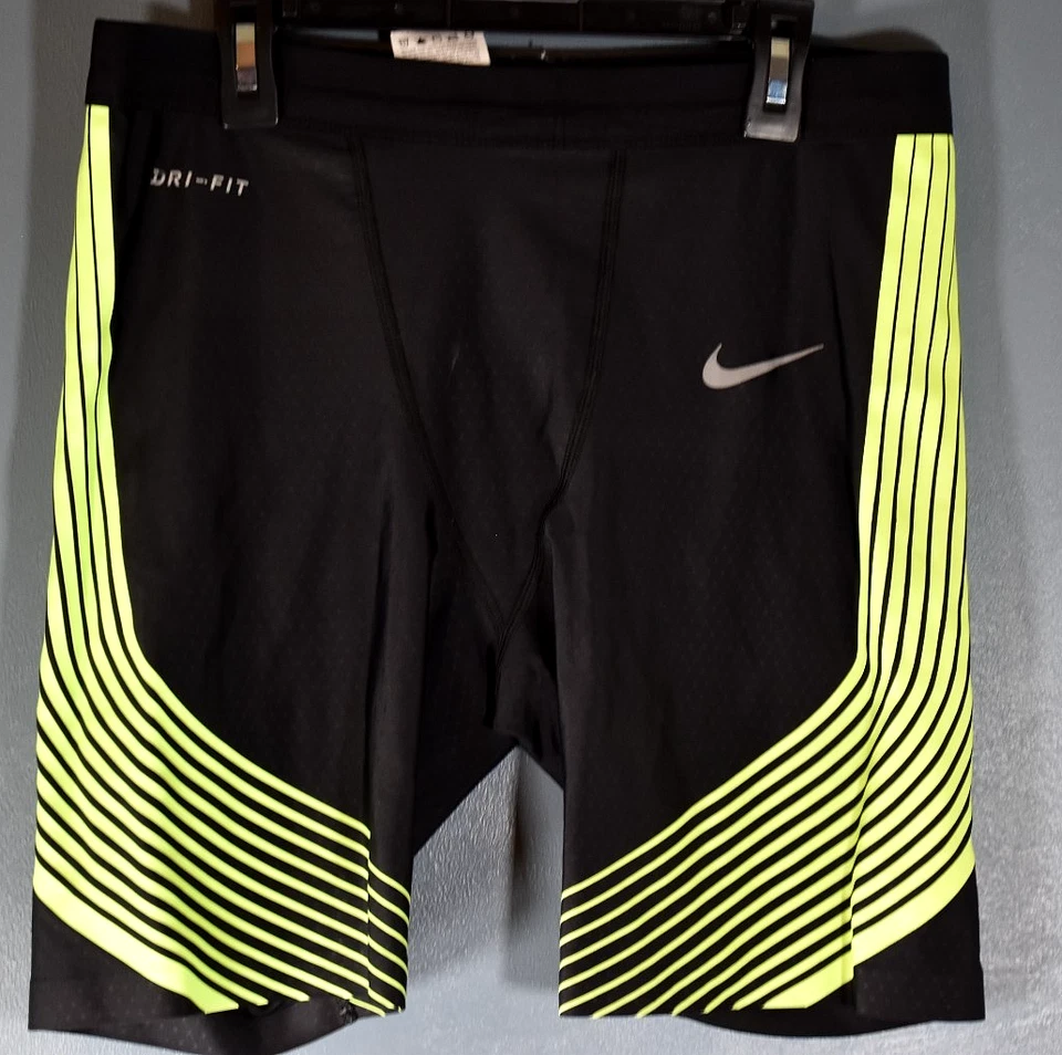 Nike Dri-Fit Power Speed running half tights men's size large, black and yellow - Image 3 of 4