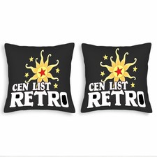 Set of 2 Decorative Throw Pillow Covers 18x18in - Stylized Sun Yellow Red Star