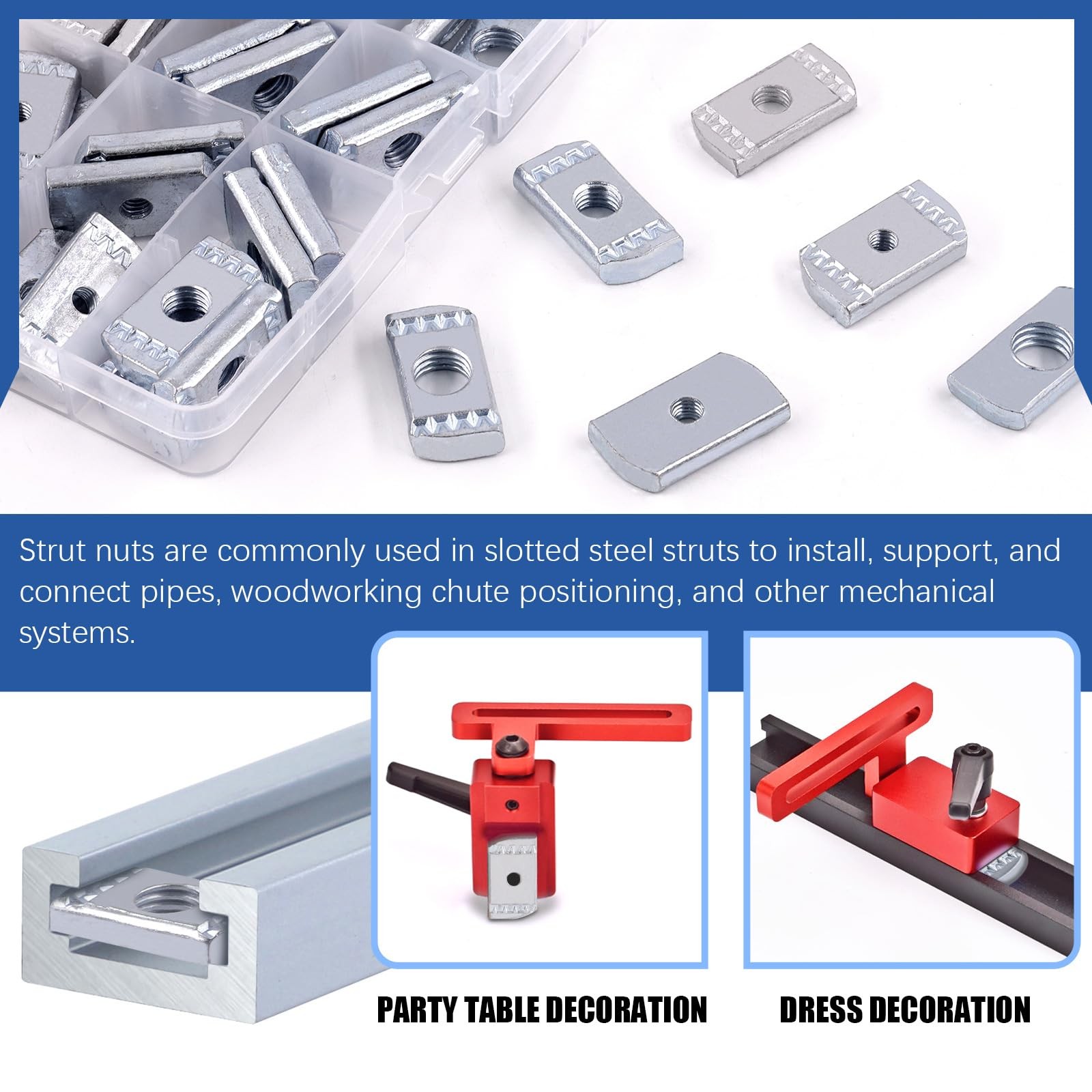 40Pcs Strut Channel Nuts Set, M6 M8 M10 M12 No Spring Thickened Nuts with Zin...