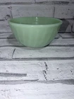VTG Fire King #15 Green Swirl Mixing Bowl 6” Jadeite Ovenware Glass