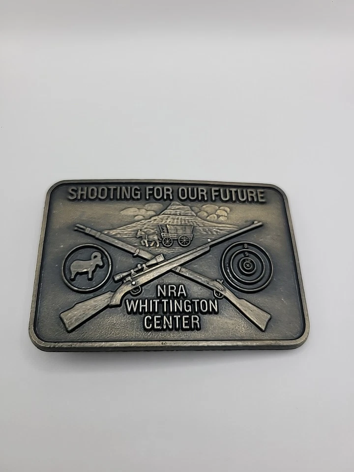 Vintage NRA Whittington Center Belt Buckle Shooting For Our Future Pewter - Image 2 of 4