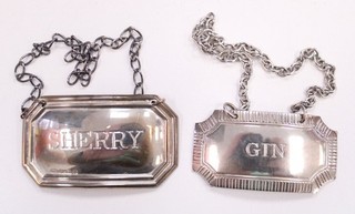 2x Vintage DECANTER TAGS Hallmarked Sterling Silver Birmingham 1972 & 1991 S55