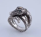 JAI John Hardy Sterling Silver 14k Snake Crocodile Ring Sz 8 Vintage