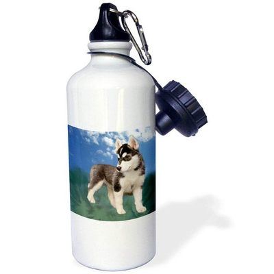 #ad 3dRose Siberian Husky Puppy Sports Water Bottle 21 oz White $21.97