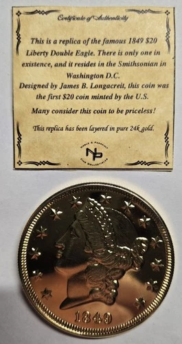1849 Liberty Double Eagle — photo from the most recent tracked eBay sale