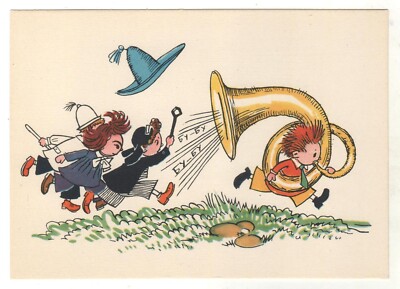 1963 Fairy Tale Adventures of Dunno & his friends plays ART Soviet POSTCARD Old