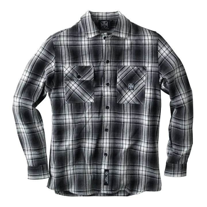 Flanellhemd West Coast Choppers Riser Grau Weiß "Neu" WCCWS150GR