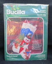 Bucilla Christmas Heirloom "Frosty  Friends" Stitchery Stocking Kit No. 82072